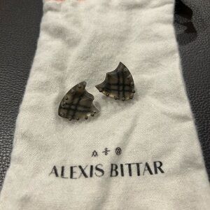 Alexis Bittar Black and Gold Shield Earrings